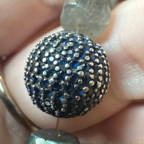 Vintage Labradorite & Sapphire Gemstone Estate Jewelry Bracelet - Picture 5 of 10